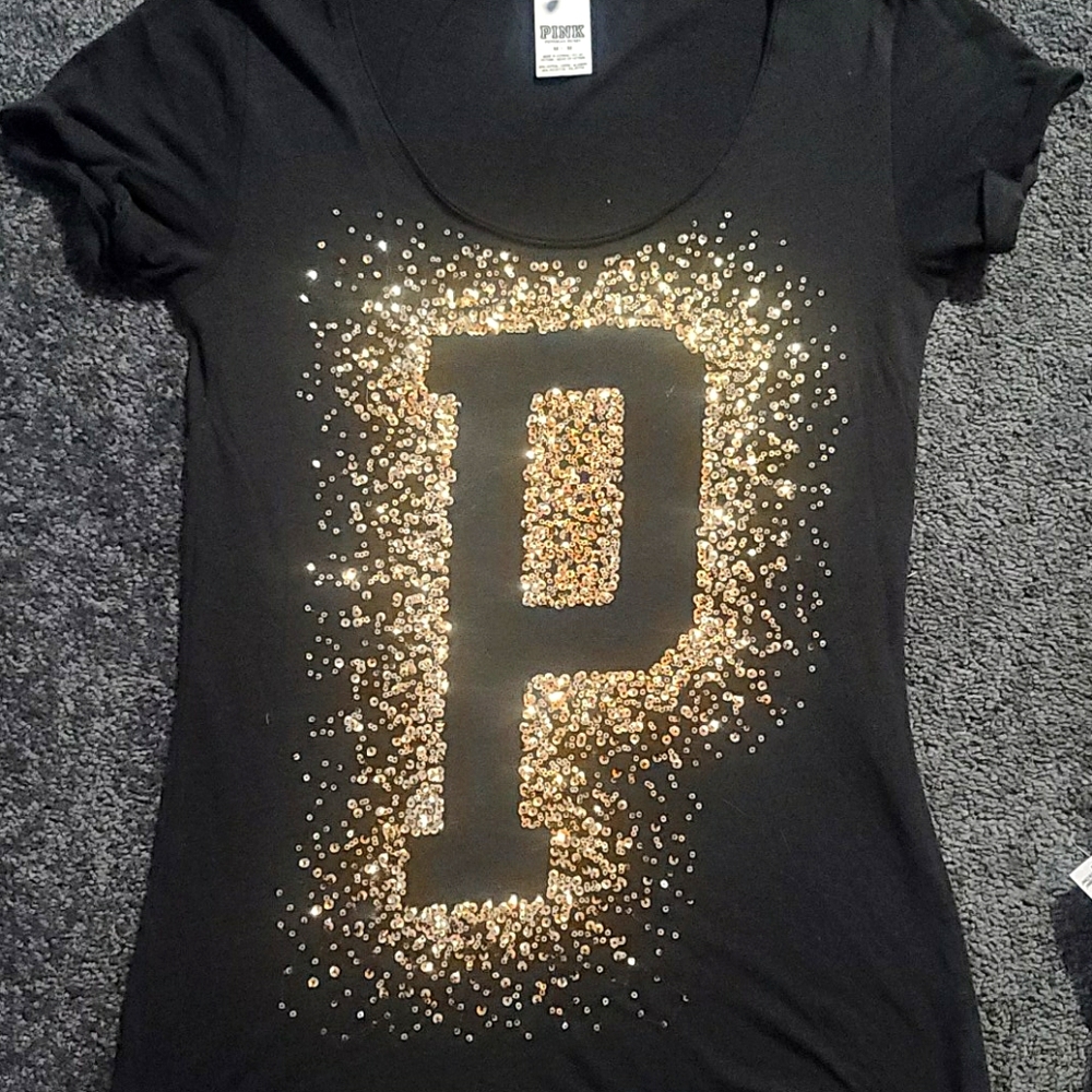 Gold "Pink" bling sz M victoria secret top